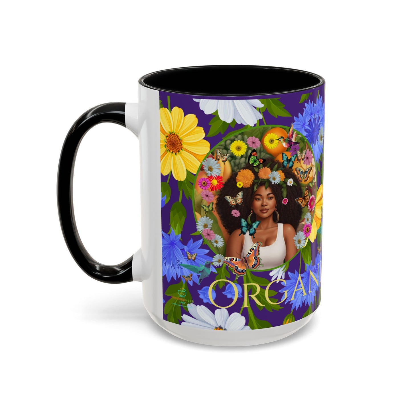 100% Organic Blue Gwen Plant Garden Vegan Ceramic Plant Mug with (11 or 15 oz) 8 Color Combos