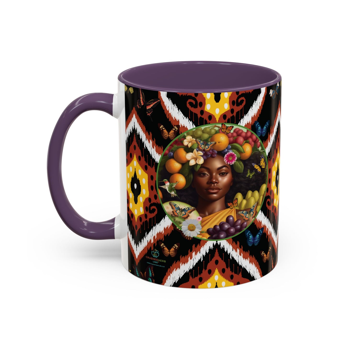 Organically Me A.1 Tribal Butterfly Plant Garden Vegan Ceramic Plant Mug with Black woman (11oz) 8 Color Combos