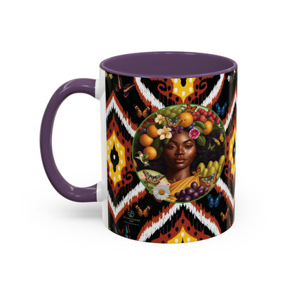 Organically Me A.1 Tribal Butterfly Plant Garden Vegan Ceramic Plant Mug with Black woman (11oz) 8 Color Combos