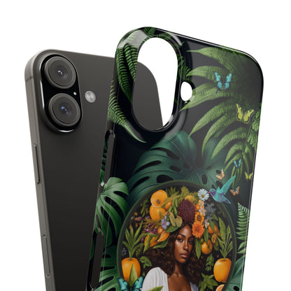 100% Organic A Fern Monstera Plant Garden Snap Phone Case with Black Woman, for iPhone and Android Models