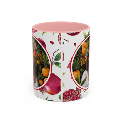 Organically Me Red and White Regina Pomegranate Plant Garden Vegan Ceramic Plant Mug with Black woman (11oz) 8 Color Combos
