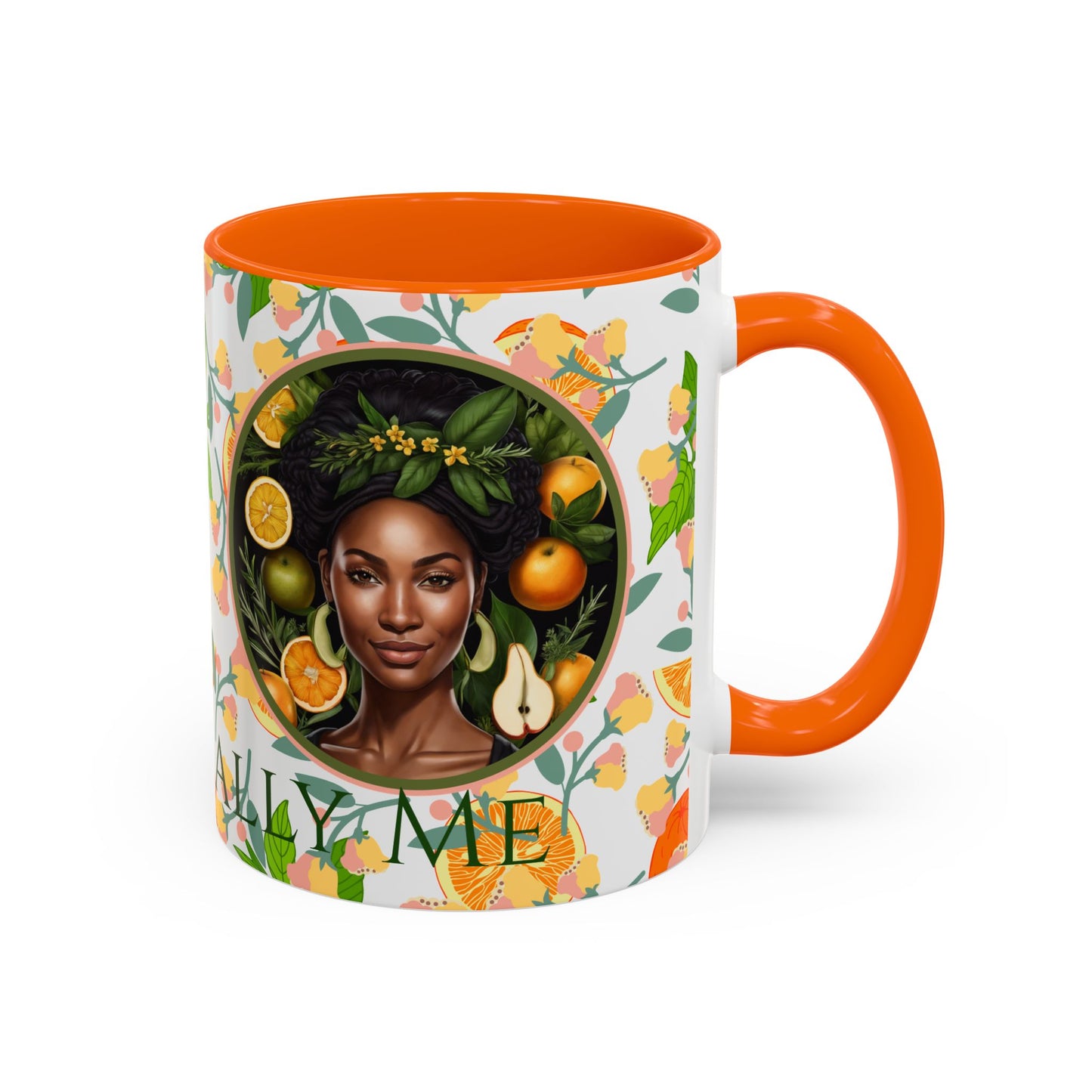 Organically Me Pink and Green Plant Garden Vegan Ceramic Plant Mug with Black woman (11oz) 8 Color Combos