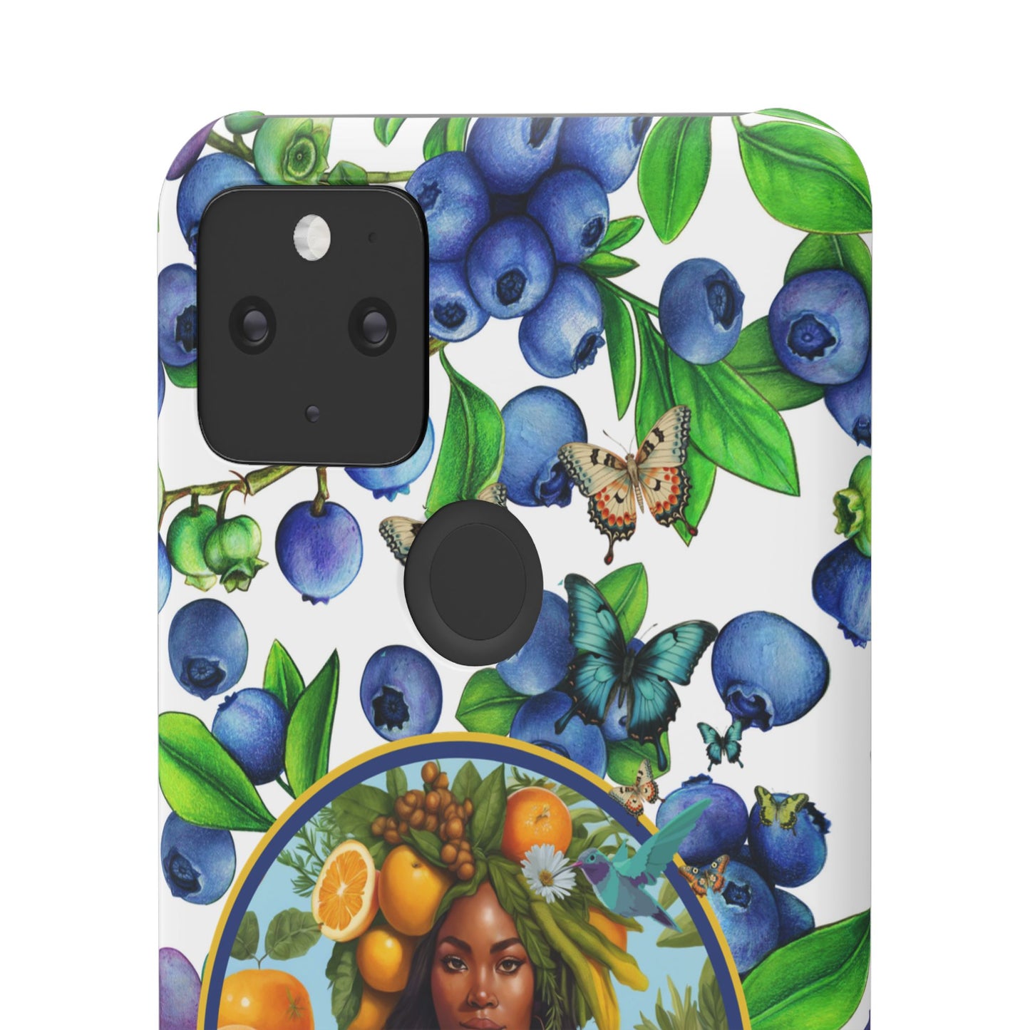 Organically Me Blueberry Plant B Garden Snap Phone Case with Black Woman, for iPhone and Android