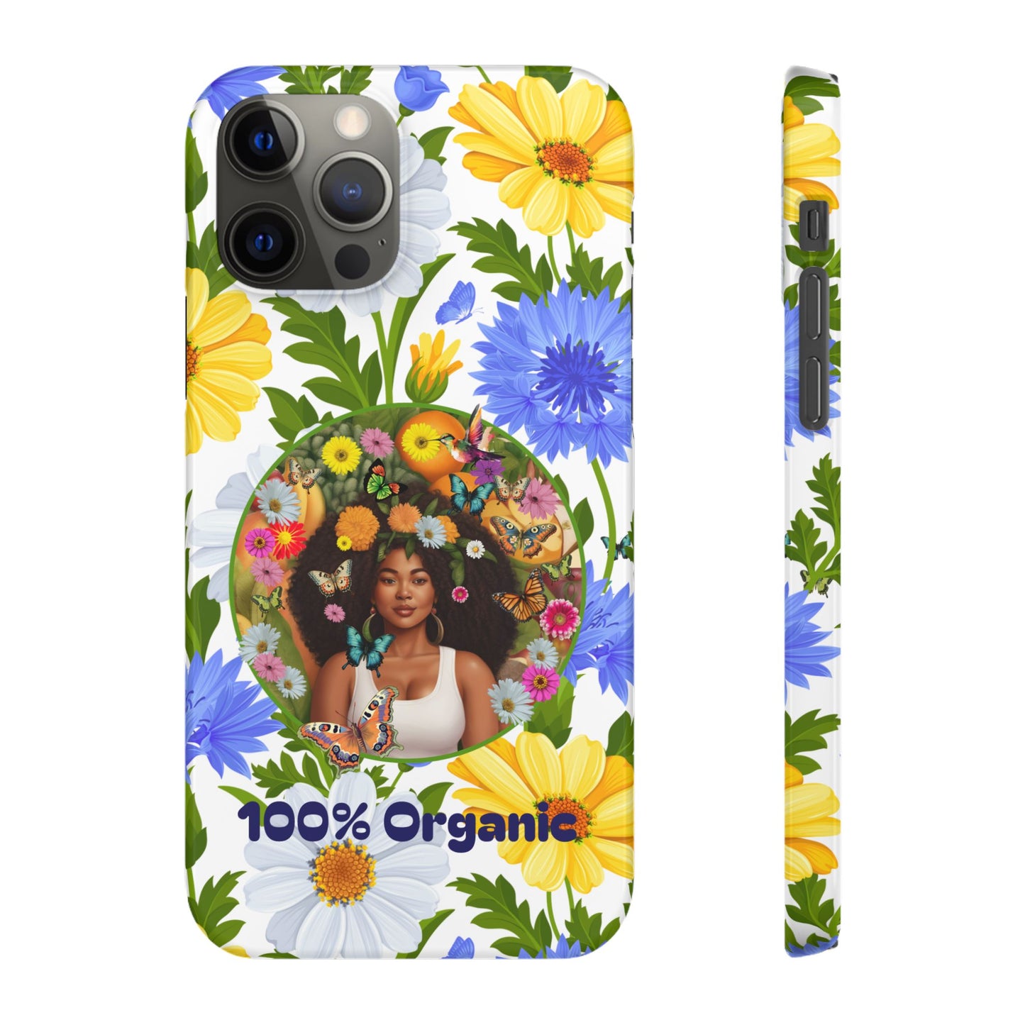 100% Organic Purple Plant Garden Snap Phone Case with Black Woman, for iPhone and Android
