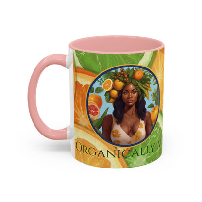 Organically Me Bright Citrus Plant Garden Vegan Ceramic Plant Mug with Black woman (11oz) 8 Color Combos