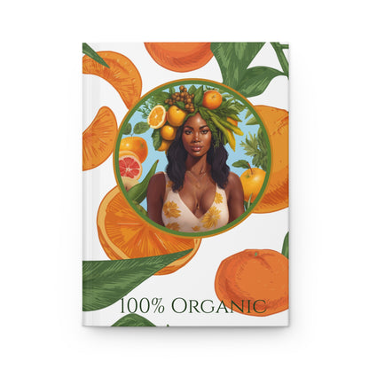 100% Organic Orange Plant, Garden & Vegan Hardcover Journal, Matte 150 pages, Black women
