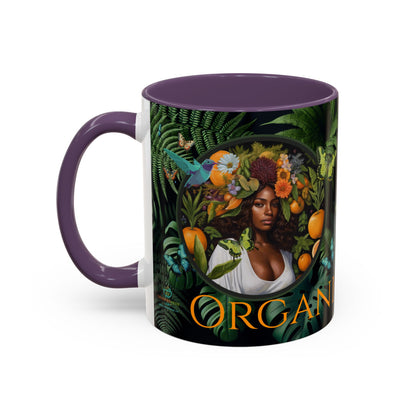 100% Organic A Fern Monstera Plant Garden Vegan Ceramic Plant Mug with Black woman (11oz) 8 Color Combos