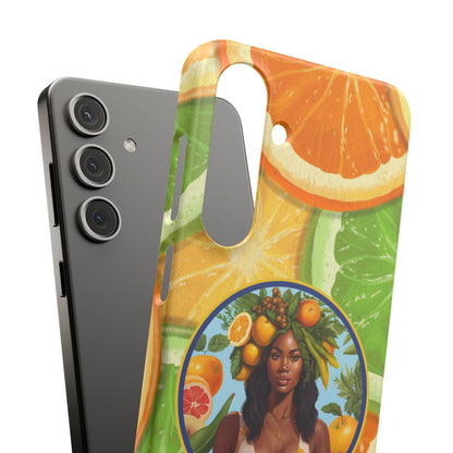 Organically Me Citrus Fruits Garden Snap Phone Case with Black Woman, Veggie Chic for Androids and iPhone models