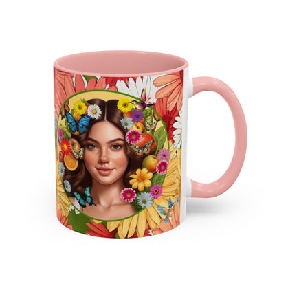 100% Organic Gerber Joy3 Plant Garden Vegan Ceramic Plant Mug with Woman (11oz) 8 Color Combos