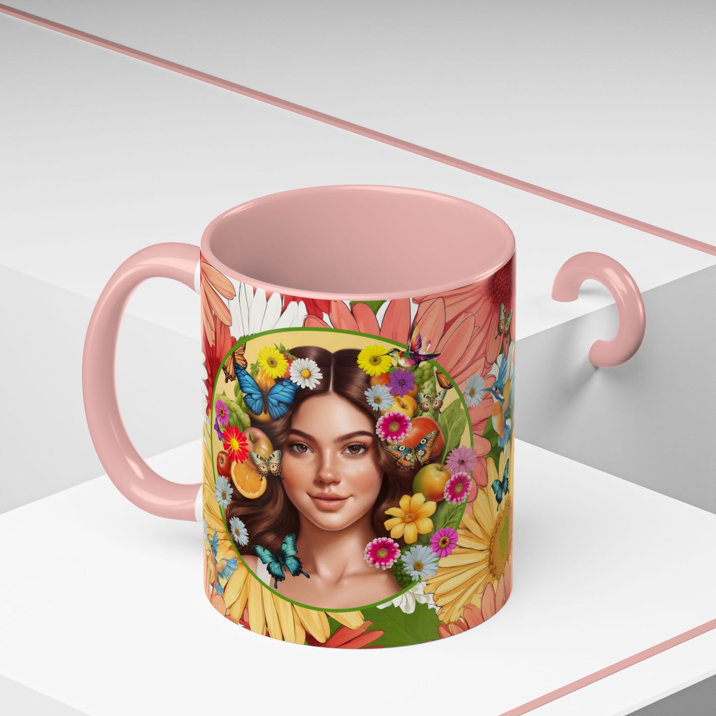 100% Organic Gerber Joy3 Plant Garden Vegan Ceramic Plant Mug with Woman (11oz) 8 Color Combos