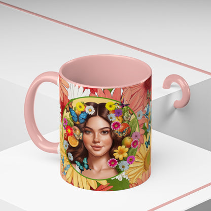 100% Organic Gerber Joy3 Plant Garden Vegan Ceramic Plant Mug with Woman (11oz) 8 Color Combos