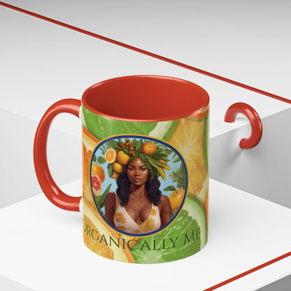 Organically Me Bright Citrus Plant Garden Vegan Ceramic Plant Mug with Black woman (11oz) 8 Color Combos
