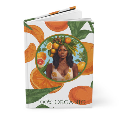 100% Organic Orange Plant, Garden & Vegan Hardcover Journal, Matte 150 pages, Black women