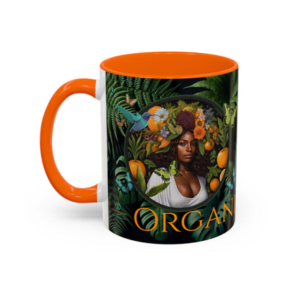 100% Organic A Fern Monstera Plant Garden Vegan Ceramic Plant Mug with Black woman (11oz) 8 Color Combos