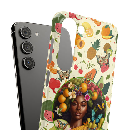 Organically Me Fruit & Veggie Queen Plant Garden Snap Phone Case with Black Woman, for iPhone and Android
