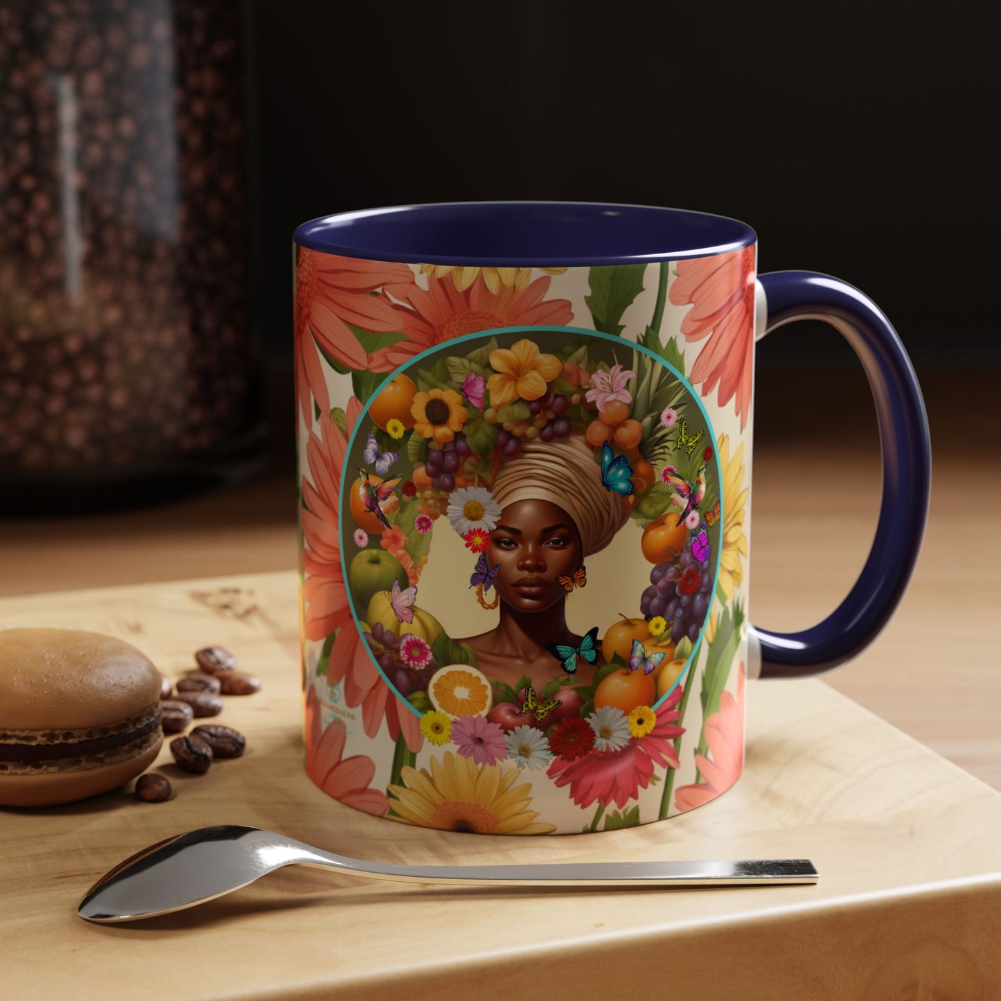 100% Organic Daisy Joy Plant Garden Vegan Ceramic Plant Mug, Black Woman Double Sided (11oz) 8 Color Combos