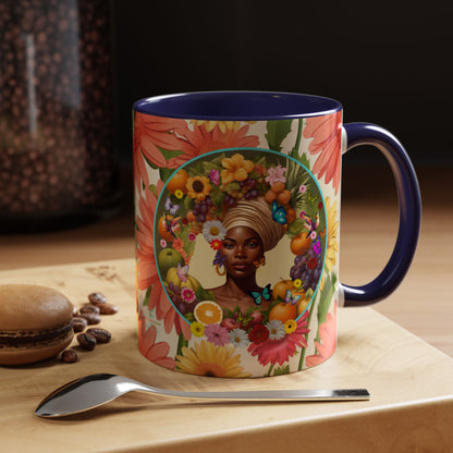 100% Organic Daisy Joy Plant Garden Vegan Ceramic Plant Mug, Black Woman Double Sided (11oz) 8 Color Combos