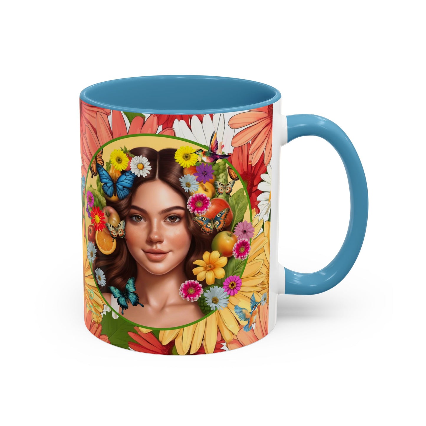 100% Organic Gerber Joy3 Plant Garden Vegan Ceramic Plant Mug with Woman (11oz) 8 Color Combos