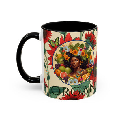 Organically Me Sunflower Red Plant Garden Vegan Ceramic Plant Mug with Black woman (11oz) 8 Color Combos