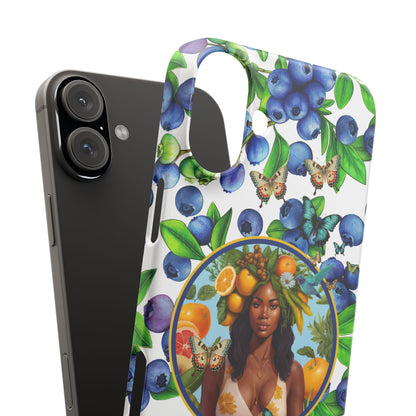 Organically Me Blueberry Plant B Garden Snap Phone Case with Black Woman, for iPhone and Android