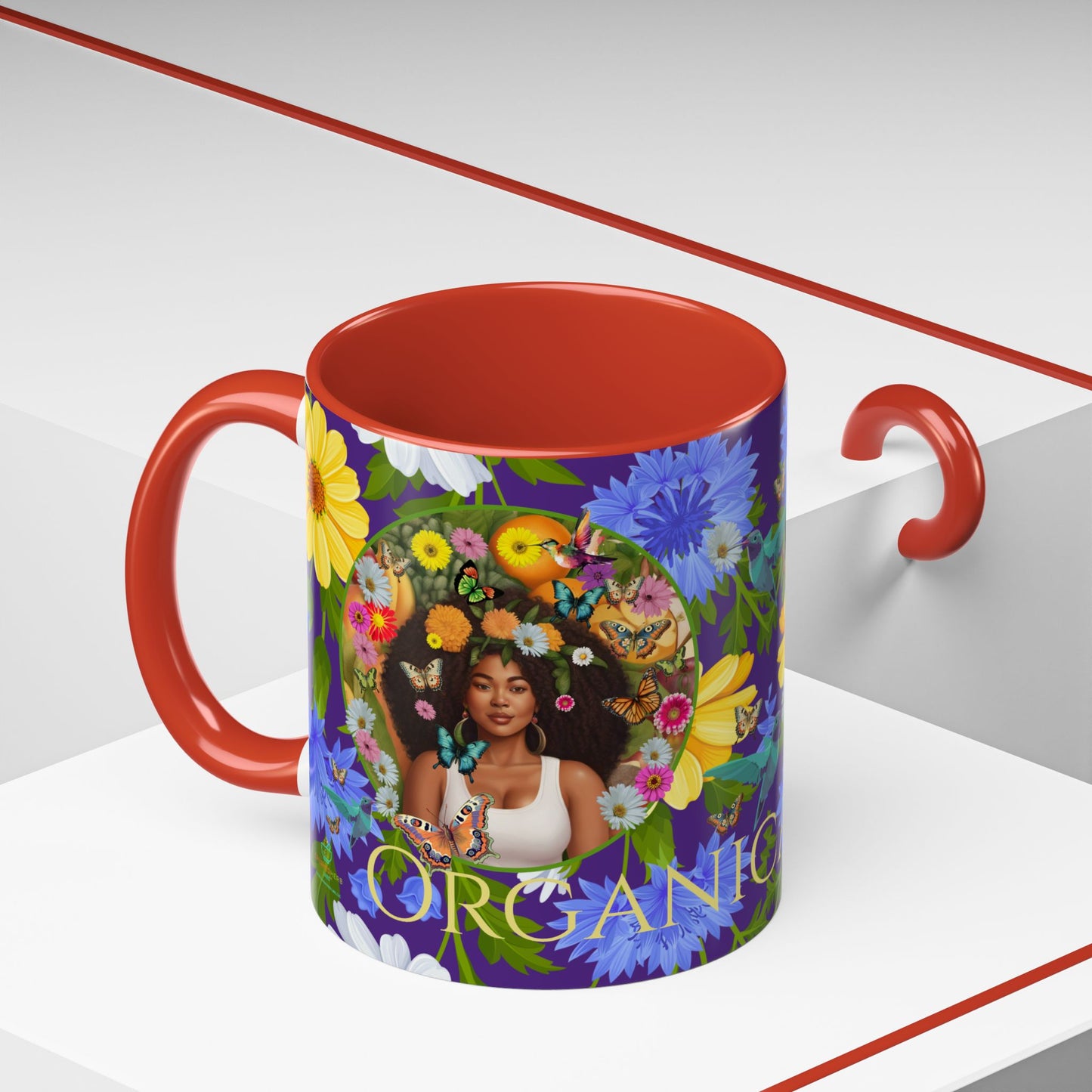 100% Organic Blue Gwen Plant Garden Vegan Ceramic Plant Mug with (11 or 15 oz) 8 Color Combos