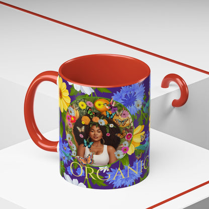 100% Organic Blue Gwen Plant Garden Vegan Ceramic Plant Mug with (11 or 15 oz) 8 Color Combos