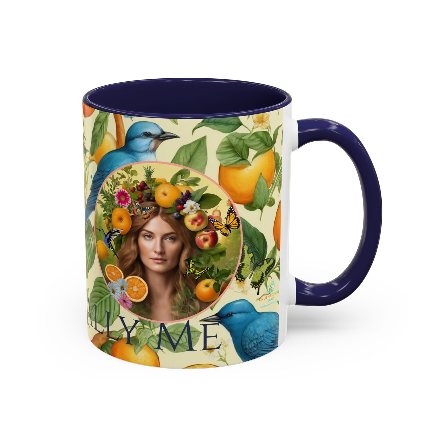 Organically Me A Lemon Bluebird Leda Plant Garden Vegan Ceramic Plant Mug with Black woman (11oz) 8 Color Combos