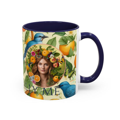 Organically Me A Lemon Bluebird Leda Plant Garden Vegan Ceramic Plant Mug with Black woman (11oz) 8 Color Combos
