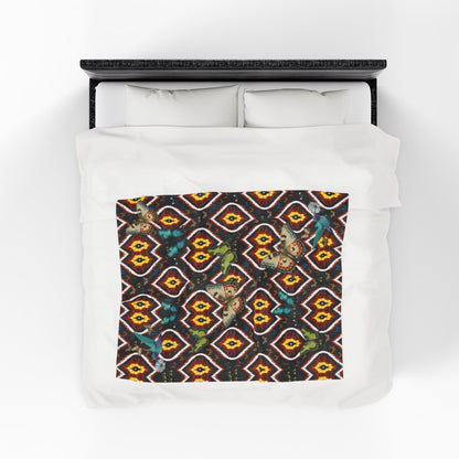 100% Organic Theme A Tribal Butterfly Plant Garden Blanket and Wall Hanging (Velveteen); 50 x 60in