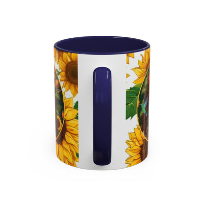 Organically Me B Sunflower Plant Garden Vegan Ceramic Plant Mug with Black woman (11oz) 8 Color Combos