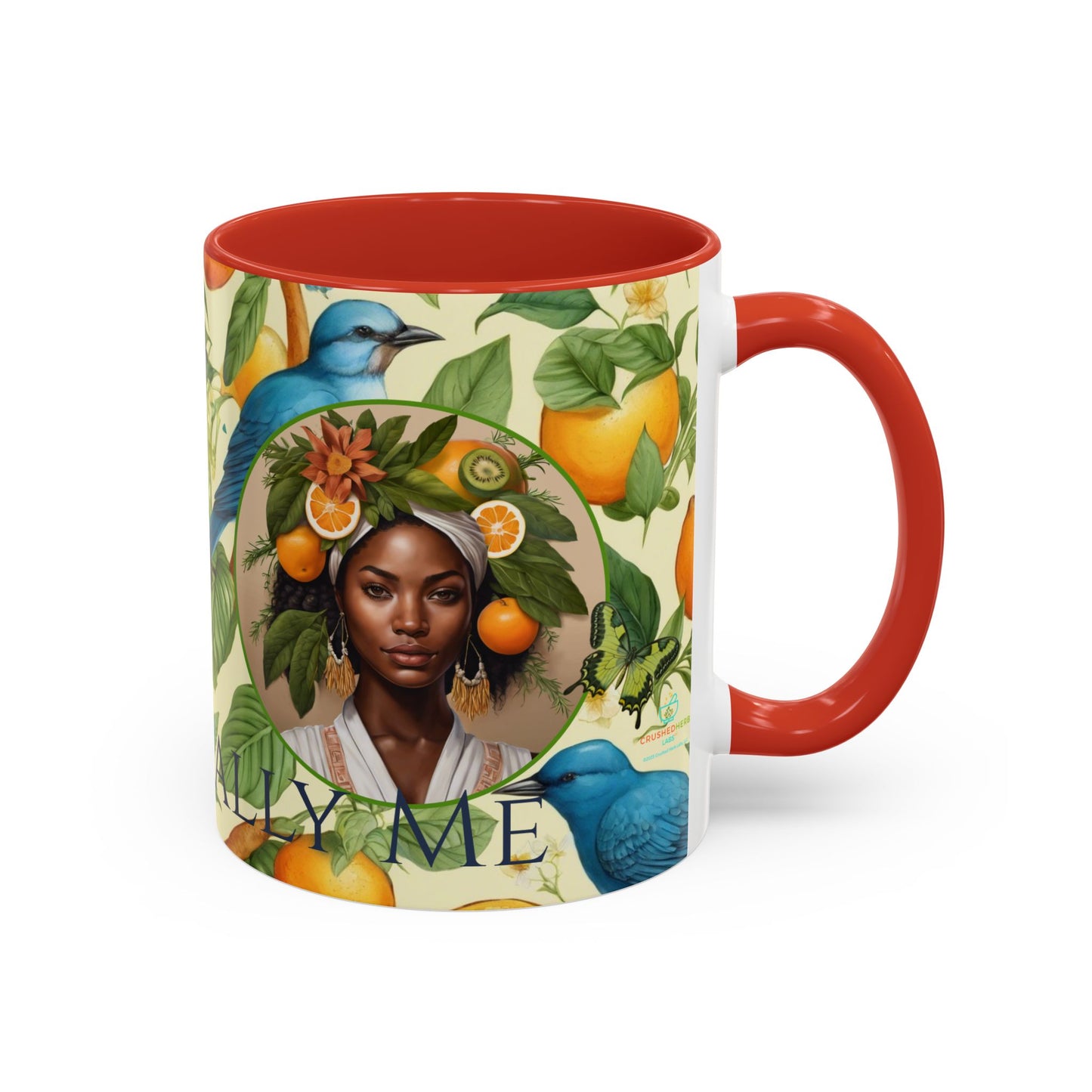 Organically Me A Lemon Bluebird Plant Garden Vegan Ceramic Plant Mug with Black woman (11oz) 8 Color Combos