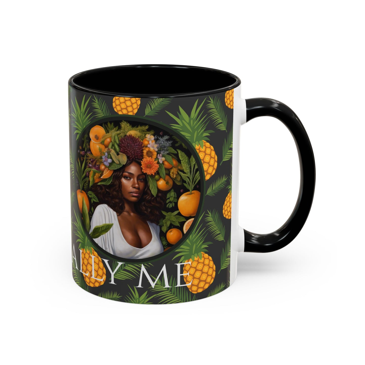 Organically Me A Pineapple Plant Garden Vegan Ceramic Plant Mug with Black woman (11oz)