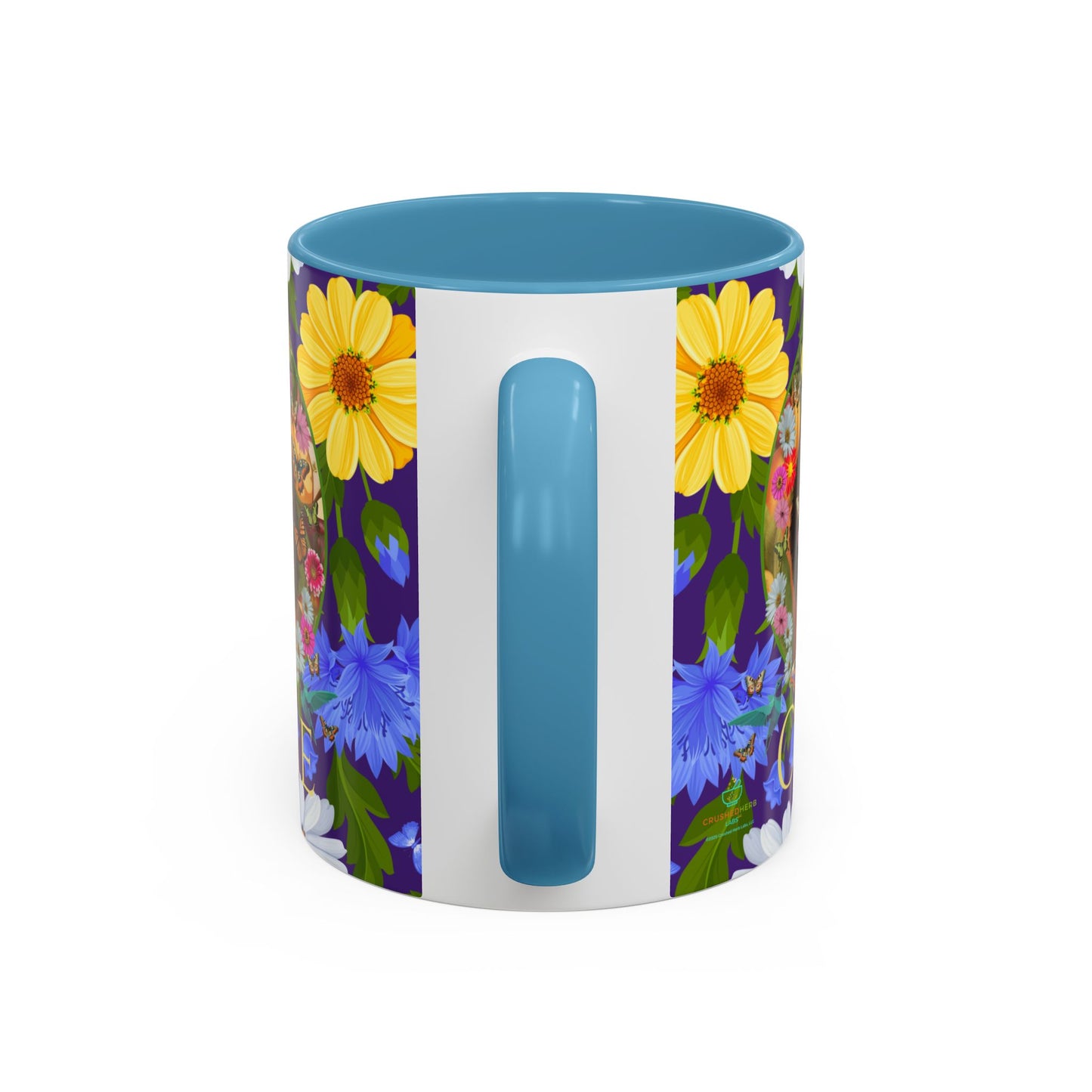 100% Organic Blue Gwen Plant Garden Vegan Ceramic Plant Mug with (11 or 15 oz) 8 Color Combos