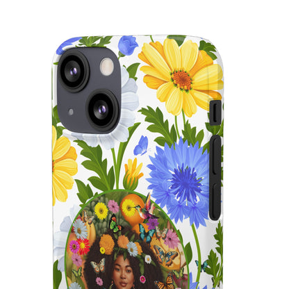 100% Organic Purple Plant Garden Snap Phone Case with Black Woman, for iPhone and Android