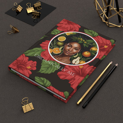 Organically Me Red & White Hibiscus Plant, Garden & Vegan Hardcover Journal, Matte 150 pages, Black women, May be PERSONALIZED