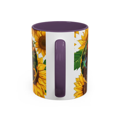 Organically Me B Sunflower Plant Garden Vegan Ceramic Plant Mug with Black woman (11oz) 8 Color Combos