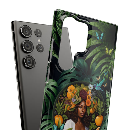100% Organic A Fern Monstera Plant Garden Snap Phone Case with Black Woman, for iPhone and Android Models