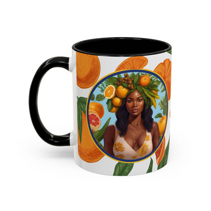 100% Organic Orange Plant Garden Vegan Ceramic Plant Mug with Black woman (11oz) 8 Color Combos