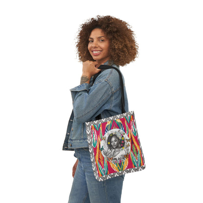 100% Me Ikat Laney Locs Garden-themed 13" tote bag, purse, workout bag, yoga bag with Black Women