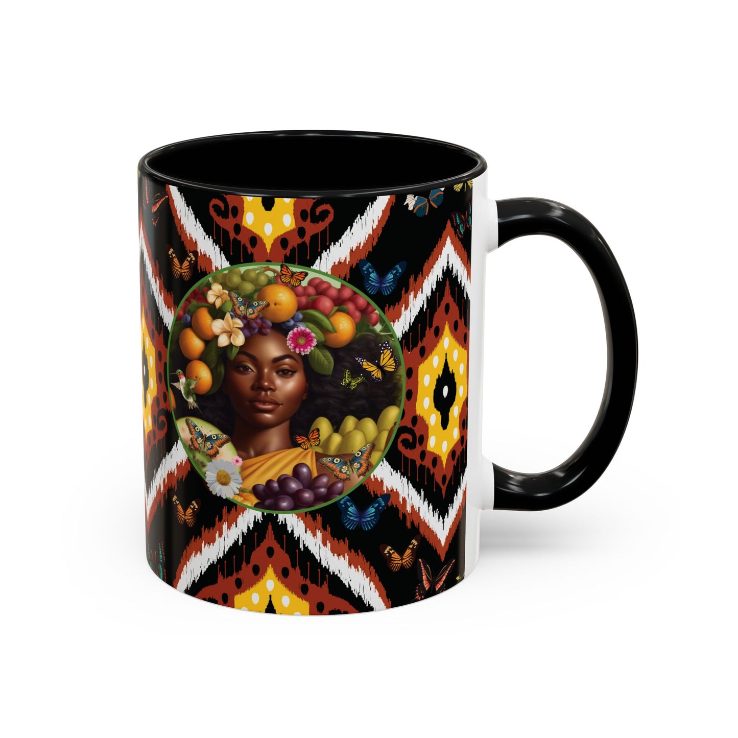 Organically Me A.1 Tribal Butterfly Plant Garden Vegan Ceramic Plant Mug with Black woman (11oz) 8 Color Combos