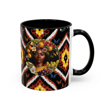 Organically Me A.1 Tribal Butterfly Plant Garden Vegan Ceramic Plant Mug with Black woman (11oz) 8 Color Combos