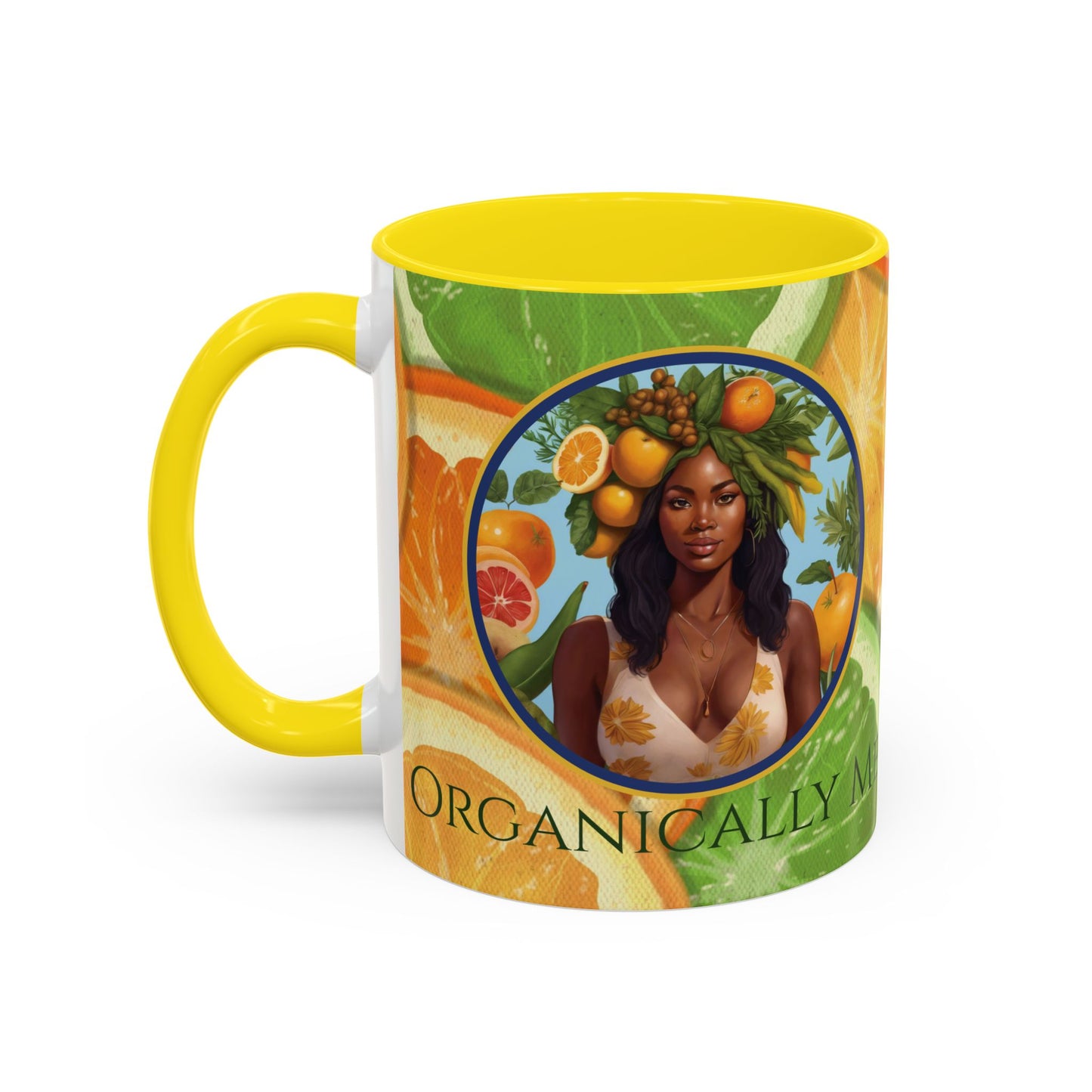 Organically Me Bright Citrus Plant Garden Vegan Ceramic Plant Mug with Black woman (11oz) 8 Color Combos