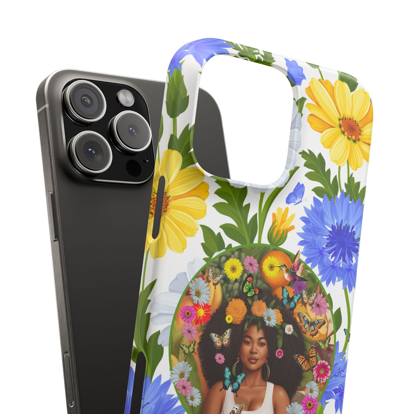 100% Organic Purple Plant Garden Snap Phone Case with Black Woman, for iPhone and Android
