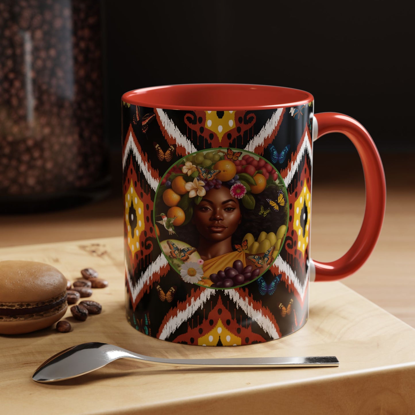 Organically Me A.1 Tribal Butterfly Plant Garden Vegan Ceramic Plant Mug with Black woman (11oz) 8 Color Combos