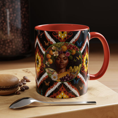 Organically Me A.1 Tribal Butterfly Plant Garden Vegan Ceramic Plant Mug with Black woman (11oz) 8 Color Combos