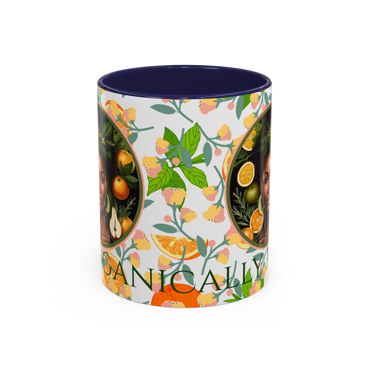 Organically Me Pink and Green Plant Garden Vegan Ceramic Plant Mug with Black woman (11oz) 8 Color Combos