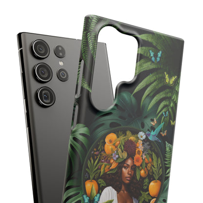 100% Organic A Fern Monstera Plant Garden Snap Phone Case with Black Woman, for iPhone and Android Models