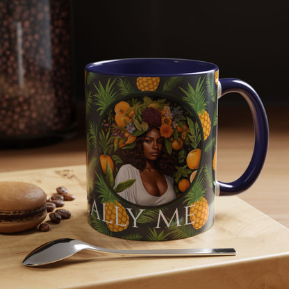 Organically Me A Pineapple Plant Garden Vegan Ceramic Plant Mug with Black woman (11oz)