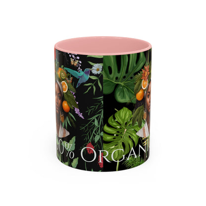 100% Organic Black Jungle Plant Garden Vegan Ceramic Plant Mug with (11oz) 8 Color Combos Double-Side Design
