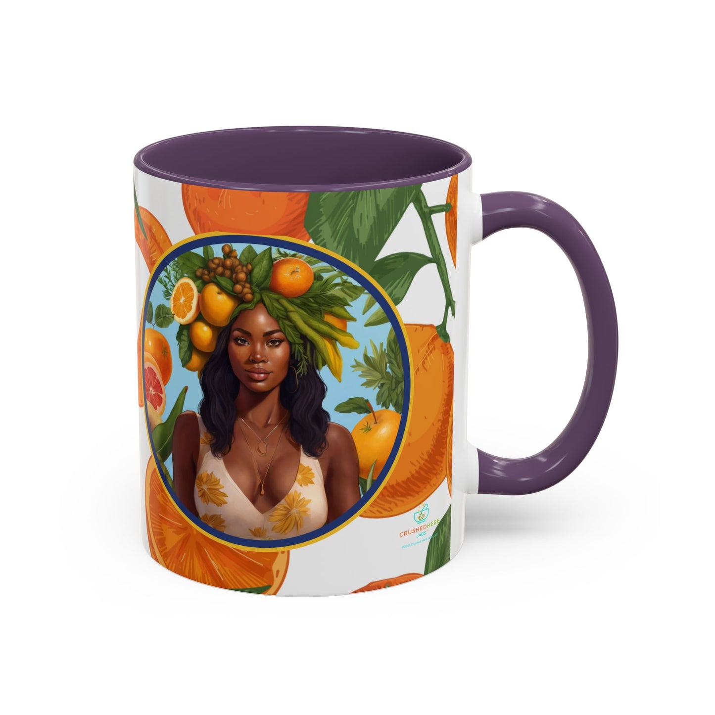100% Organic Orange Plant Garden Vegan Ceramic Plant Mug with Black woman (11oz) 8 Color Combos